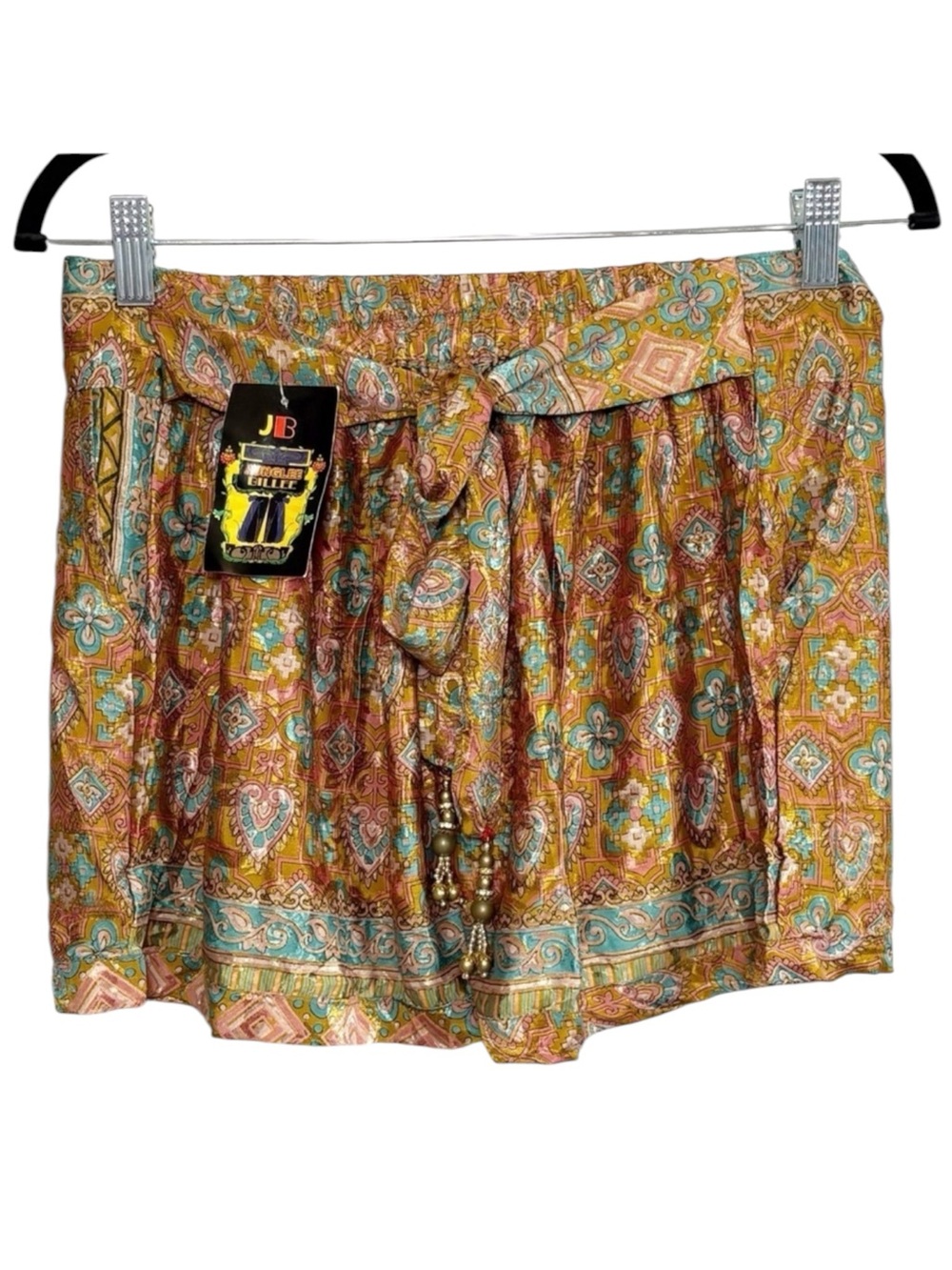 JUNGLEE BILLEE NWT Boho Paisley Drawstring Shorts Festival S/M Pockets